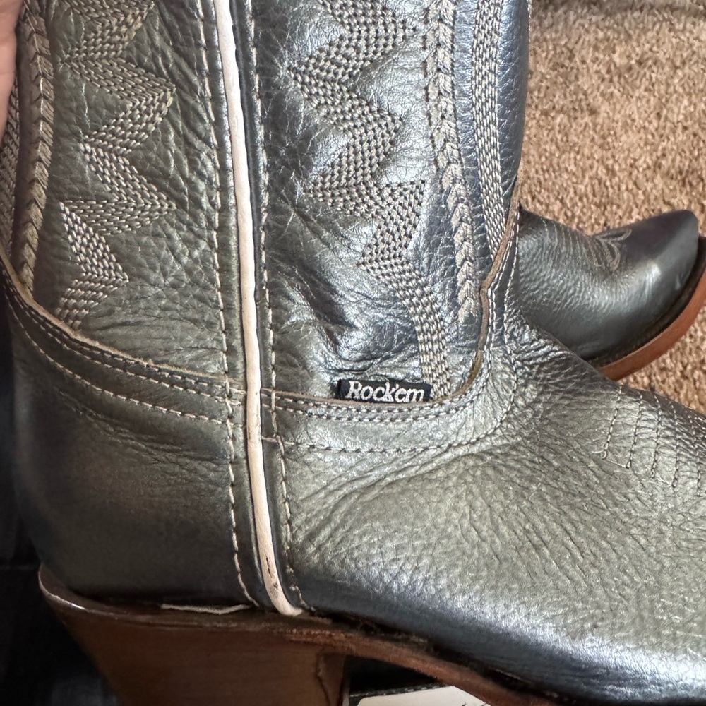 Silver Metallic Cowboy Boots - Picture 5 of 9
